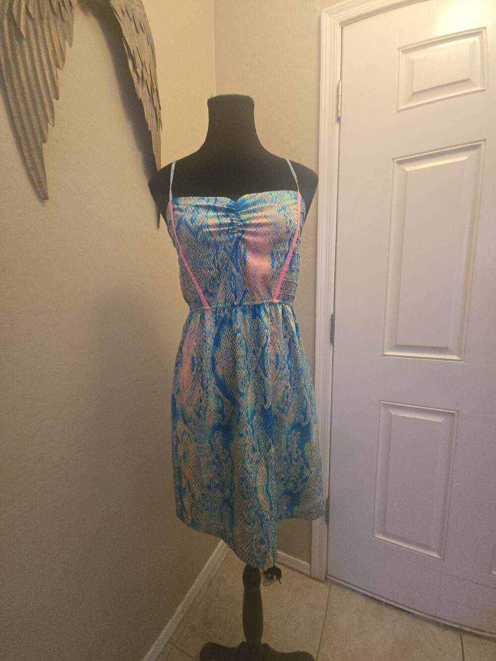 Hurley Women's‎ Small Multicolor Snake Print Smocked Mini Sundress